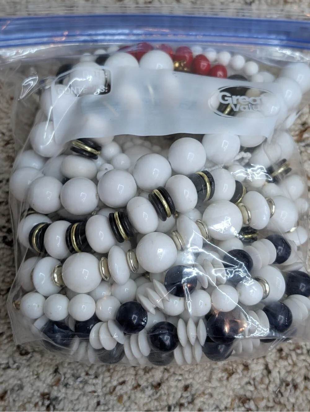 Vintage White Plastic Bead Necklace Lot Set 8 Mid Century Monochrome Modernist